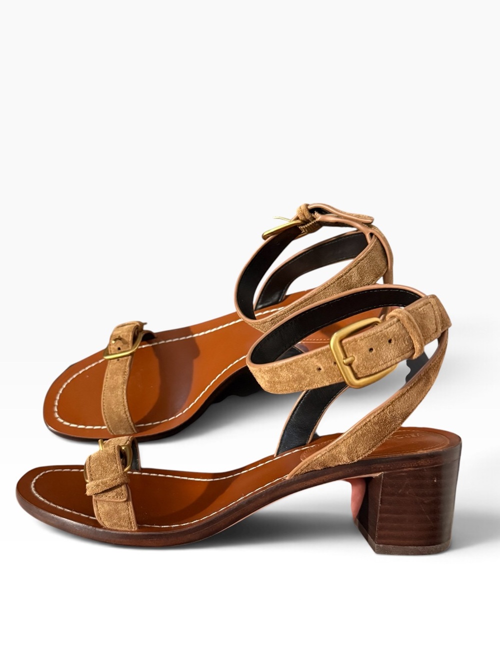 NEW Veronica Beard Elia Brown Hazelwood Buckle Ankle Strap Sandal Womens 7.5
